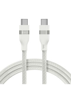 آنكر USB C Cable, 240W 6 ft Upcycled-Braided USB C to USB C Cord, Type C Charger Fast Charging Cable for iPhone 15/15 Pro/15 Plus/15 Pro Max, MacBook Pro, iPad Pro, iPad Air 4, Galaxy S23, and More White  - Image 1