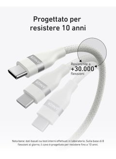 آنكر USB C Cable, 240W 6 ft Upcycled-Braided USB C to USB C Cord, Type C Charger Fast Charging Cable for iPhone 15/15 Pro/15 Plus/15 Pro Max, MacBook Pro, iPad Pro, iPad Air 4, Galaxy S23, and More White  - Image 2