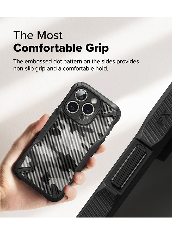 Fusion-X For iPhone 16 Pro Max Case Cover Transparent Hard Back Soft Flexible TPU Bumper Scratch Resistant Phone Cover- Camo Black - pnsku/N70108978V/45/_/1726038182/85b3ca25-1130-4159-be25-72227c562606