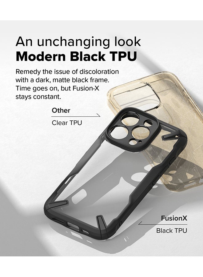 Ringke Fusion-X For iPhone 16 Pro Case Cover Transparent Hard Back Soft Flexible TPU Bumper Scratch Resistant Shockproof Protection Phone Cover- Black - Image 4