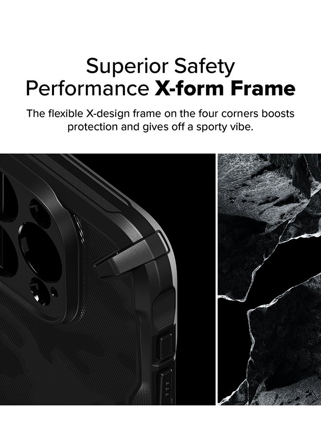 Ringke Fusion-X For iPhone 16 Pro Case Cover Transparent Hard Back Soft Flexible TPU Bumper Scratch Resistant Shockproof Protection Phone Cover- Camo Black - Image 3