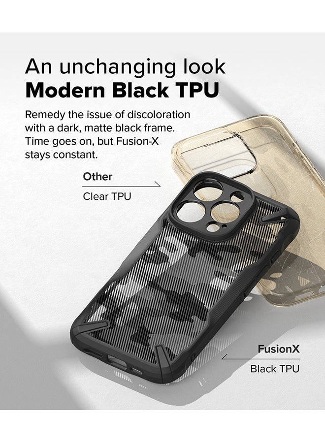Ringke Fusion-X For iPhone 16 Pro Case Cover Transparent Hard Back Soft Flexible TPU Bumper Scratch Resistant Shockproof Protection Phone Cover- Camo Black - Image 4