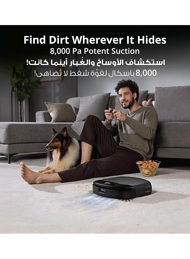 eufy Omni S1 Pro, Robot Vacuum Cleaner with Mop, Always Clean Mop, 8000 Pa, Obstacle Avoidance, Corner-to-Edge Deep Cleaning and Lift Mop, Auto Mop Washing & Drying, Detergent Dispenser 220 W T2080 Black - Image 4