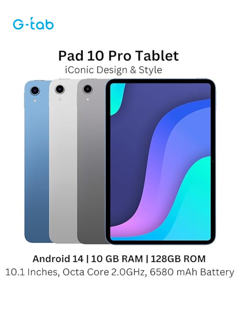 G-Tab - PAD 10 Pro tablet/10.1 inch IPS Display/800x1280 Resolution/Android 14/Octa Core 2.0 GHz/6580 mAh /5G Wifi/ 10GB RAM /128GB ROM/5MP Front+13MP Rear Camera/Touch Pen - Image 1