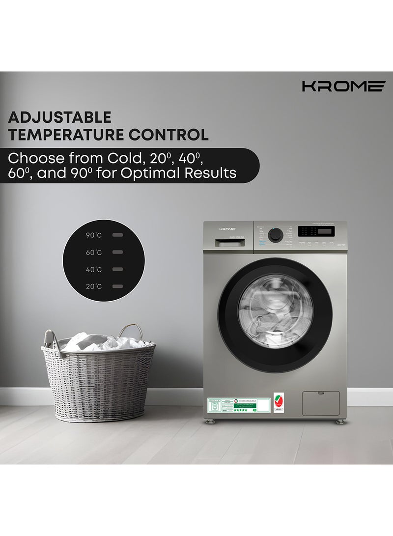 كروم 7Kg Front Load Washing Machine | 1400 RPM Spin Speed | 46L Drum Volume | 12 Wash Programs | Advanced BLDC Inverter Motor With 5-Star Efficiency KR-WFL 70TSSI Silver  - Image 5