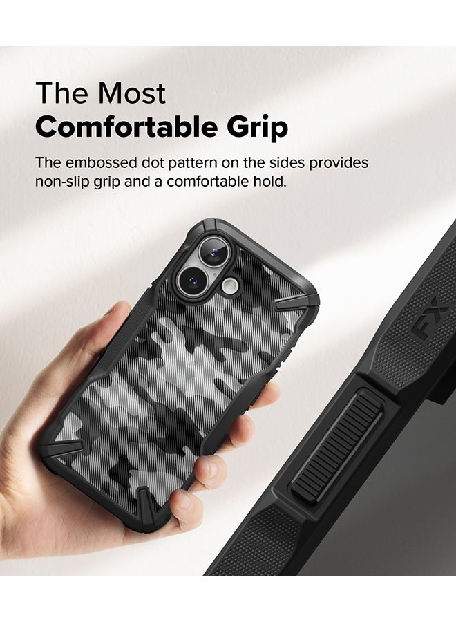 Ringke Fusion-X For iPhone 16 Case Cover Transparent Hard Back Soft Flexible TPU Bumper Scratch Resistant Shockproof Protection Phone Cover- Camo Black - Image 5