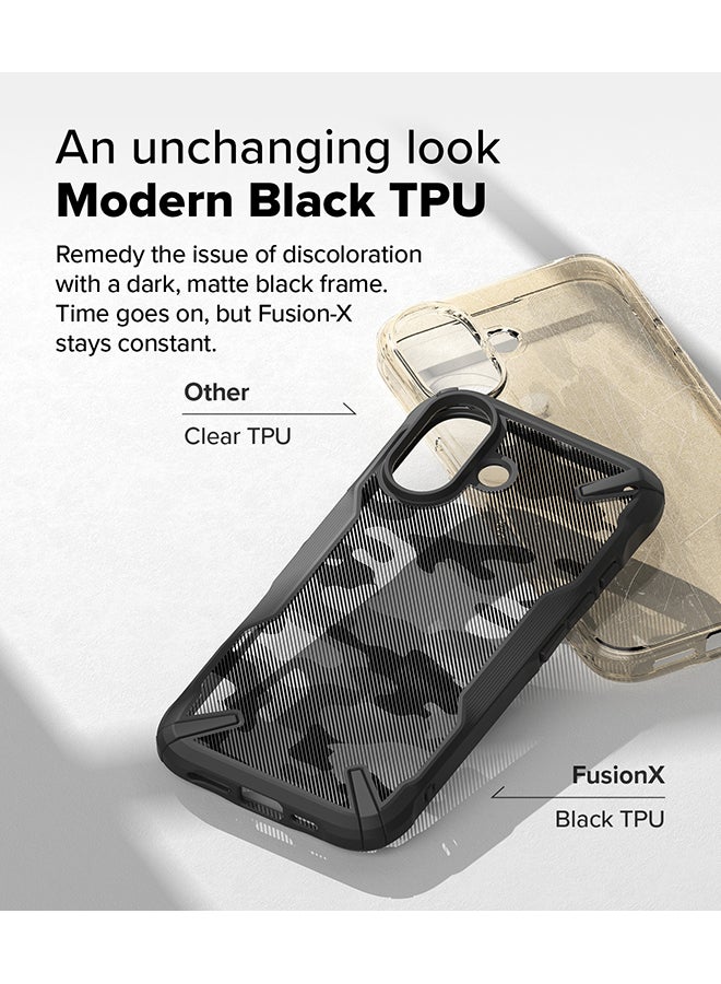 Ringke Fusion-X For iPhone 16 Case Cover Transparent Hard Back Soft Flexible TPU Bumper Scratch Resistant Shockproof Protection Phone Cover- Camo Black - Image 4