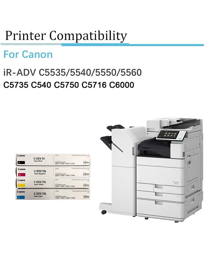 Canon Original C-EXV 51 / C-EXV 51L  Toner Cartridge Multipack, IR-C5535i- 4 Pack Black Cyan Yellow Magenta  - Image 2