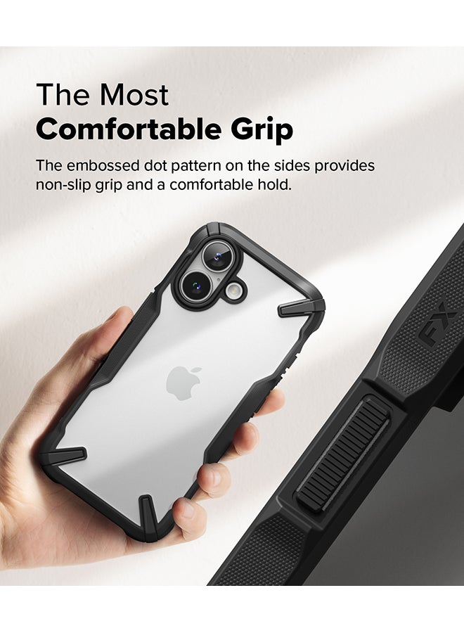 Ringke Fusion-X For iPhone 16 Plus Case Cover Transparent Hard Back Soft Flexible TPU Bumper Scratch Resistant Shockproof Protection Phone Cover Black - Image 5