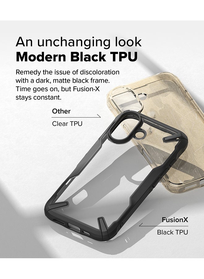 Ringke Fusion-X For iPhone 16 Plus Case Cover Transparent Hard Back Soft Flexible TPU Bumper Scratch Resistant Shockproof Protection Phone Cover Black - Image 4