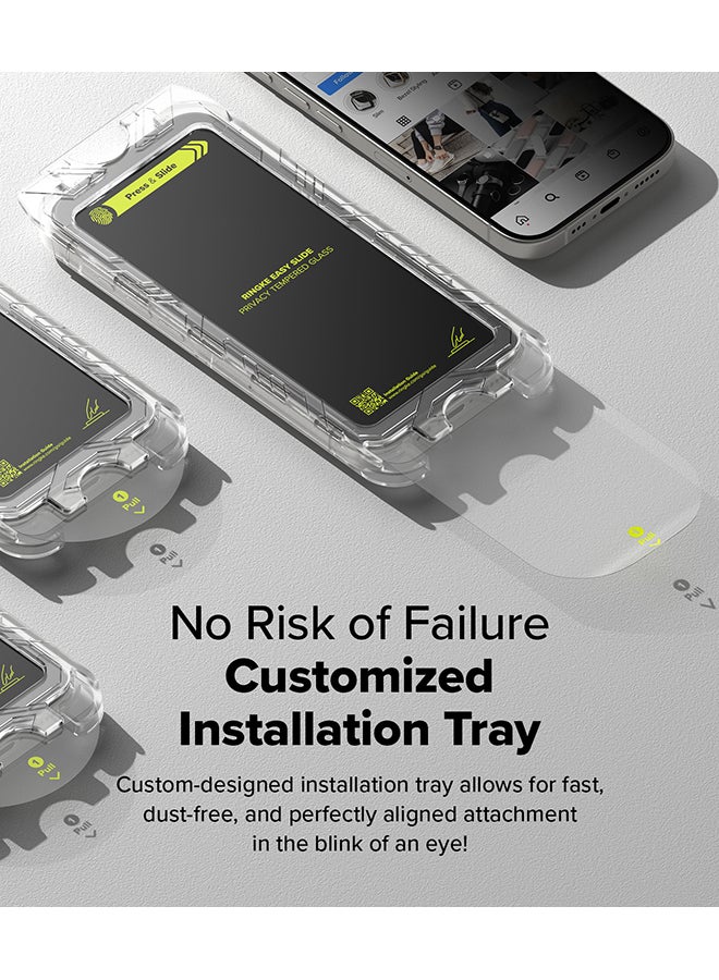 Ringke - Privacy Tempered Glass [Easy Slide ] [Anti Spy] For iPhone 16 Pro Max Screen Protector, Easy to Install Case Friendly Privacy Screen Protector- 2 Pack, W Installation Jig - Image 1
