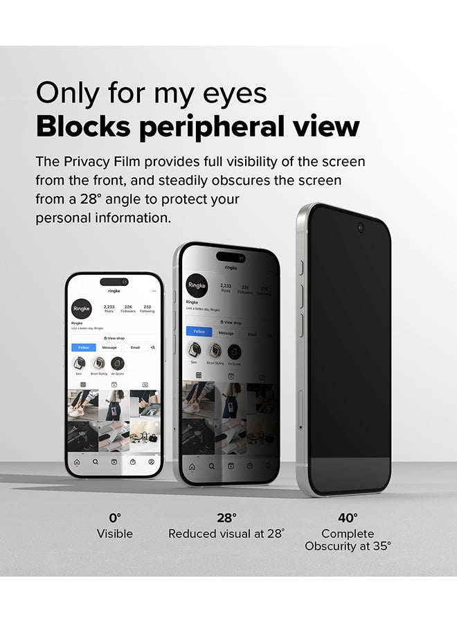 رينجك - Privacy Tempered Glass [Easy Slide ] [Anti Spy] For iPhone 16 Plus/15 Plus Screen Protector, Case Friendly Privacy Screen Protector 2 Pack, W Installation Jig - Image 1
