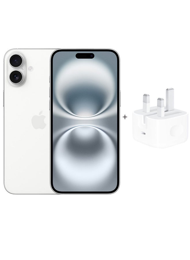 Apple iPhone 16 256GB White With 20W Adapter - Middle East Version - Image 1