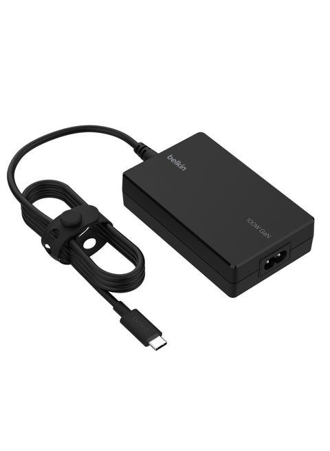 Connect 100W USB-C Core GaN Power Adapter, Fast-Charging Adapter w/ Universal USB-C Compatibility, 100W Power Delivery, 8ft Power Cable for Gaming, MacBook Pro, PC Laptops, Chromebook Black