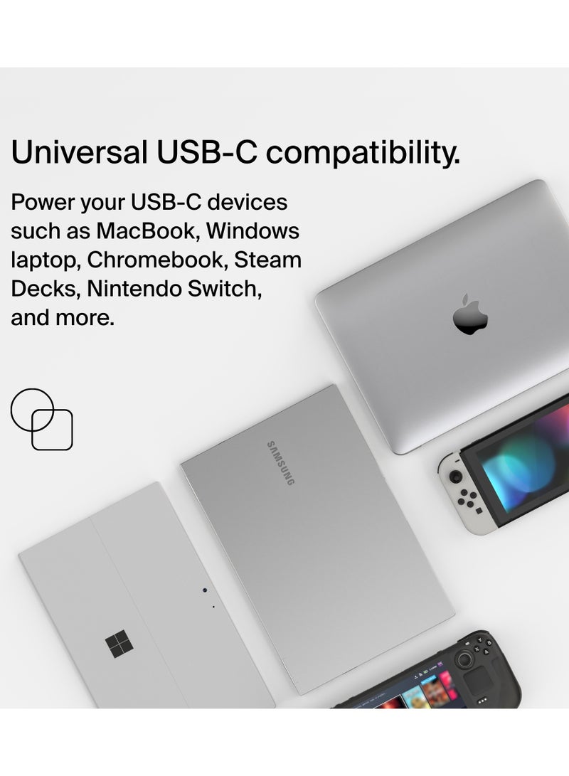 Connect 100W USB-C Core GaN Power Adapter, Fast-Charging Adapter w/ Universal USB-C Compatibility, 100W Power Delivery, 8ft Power Cable for Gaming, MacBook Pro, PC Laptops, Chromebook Black