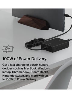 Connect 100W USB-C Core GaN Power Adapter, Fast-Charging Adapter w/ Universal USB-C Compatibility, 100W Power Delivery, 8ft Power Cable for Gaming, MacBook Pro, PC Laptops, Chromebook Black - pnsku/N70109257V/45/_/1726117244/5a313412-07dd-4e24-aa35-8fbbc237e56c