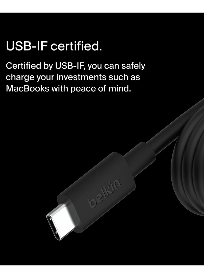 Connect 100W USB-C Core GaN Power Adapter, Fast-Charging Adapter w/ Universal USB-C Compatibility, 100W Power Delivery, 8ft Power Cable for Gaming, MacBook Pro, PC Laptops, Chromebook Black
