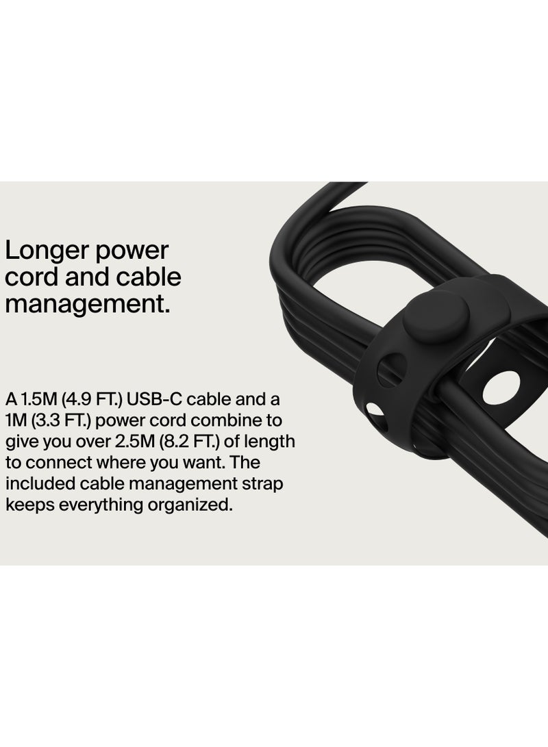 Connect 100W USB-C Core GaN Power Adapter, Fast-Charging Adapter w/ Universal USB-C Compatibility, 100W Power Delivery, 8ft Power Cable for Gaming, MacBook Pro, PC Laptops, Chromebook Black