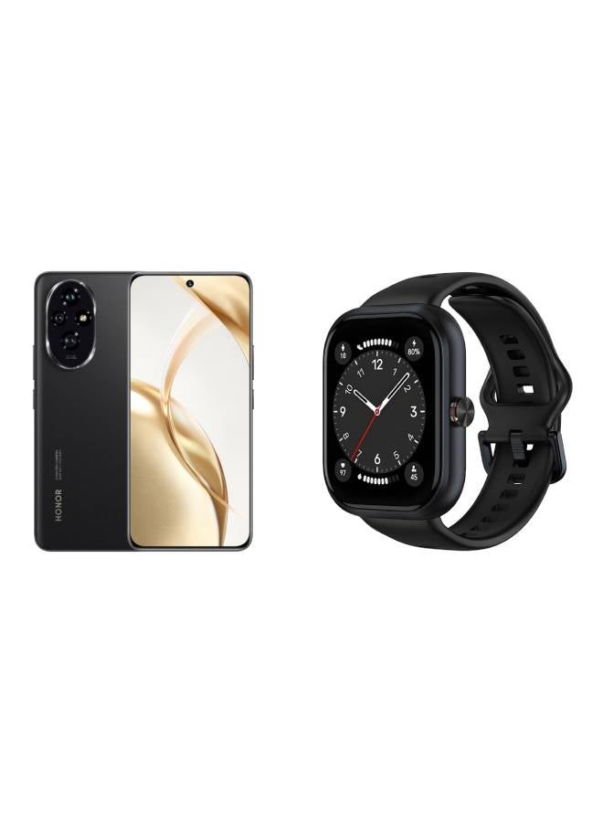هونور 200 ثنائي الشريحة باللون الأسود 12 جيجابايت 256 جيجابايت 5G مع ساعة Honor Choice باللون الأسود - Image 1