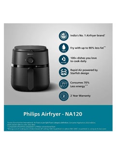 Philips Extra Large Airfryer With Rapid Air Tech - Up to 90% Less Fat - 6.2 L 1700 W NA130 Black  - Image 2