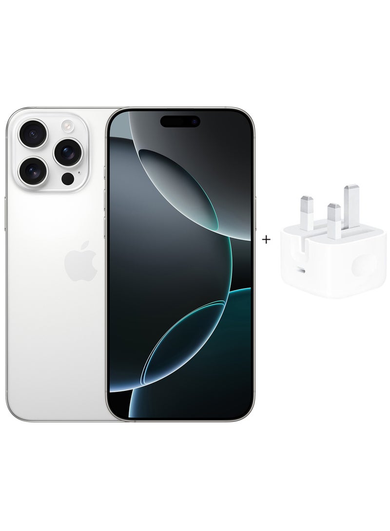 Apple iPhone 16 Pro Max 256GB White Titanium With 20W Adapter - Middle East Version  - Image 1