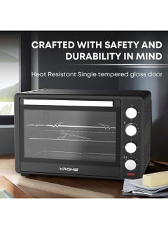 Krome Electric Oven- 100℃~250℃ TEMP Setting, Rotisserie, Toasting, Baking,Grilling & Broiling, Convection Fan, 60 Min Timer With Automatic Shut-Off,1 Year Warranty 60 L 2000 W KR-OTG60OM Black  - Image 4