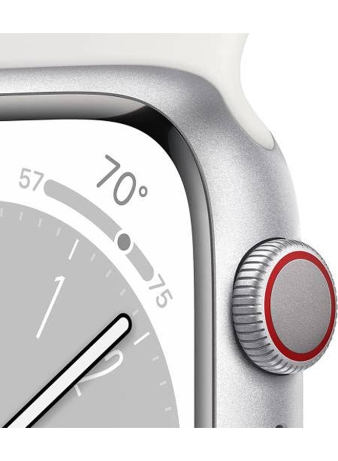 Apple Renewed - Watch Series 8 GPS + Cellular 41mm Aluminium Case With White Sport Band Silver - Image 5