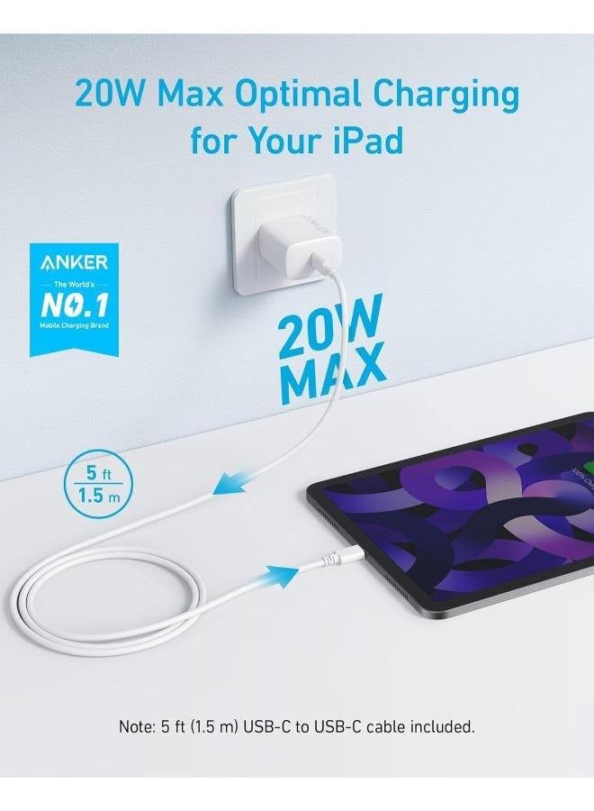 Anker 20W USB C Fast Wall Charger Block for iPhone 15/15 Plus / 15 Pro / 15 Pro Max/iPad Pro/AirPods Pro 2 and More White  - Image 3