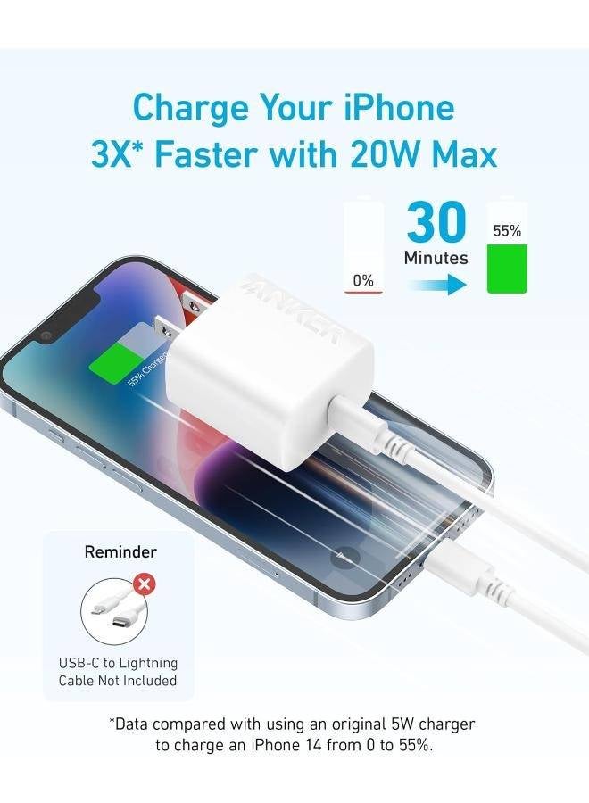 Anker 20W USB C Fast Wall Charger Block for iPhone 15/15 Plus / 15 Pro / 15 Pro Max/iPad Pro/AirPods Pro 2 and More White  - Image 2