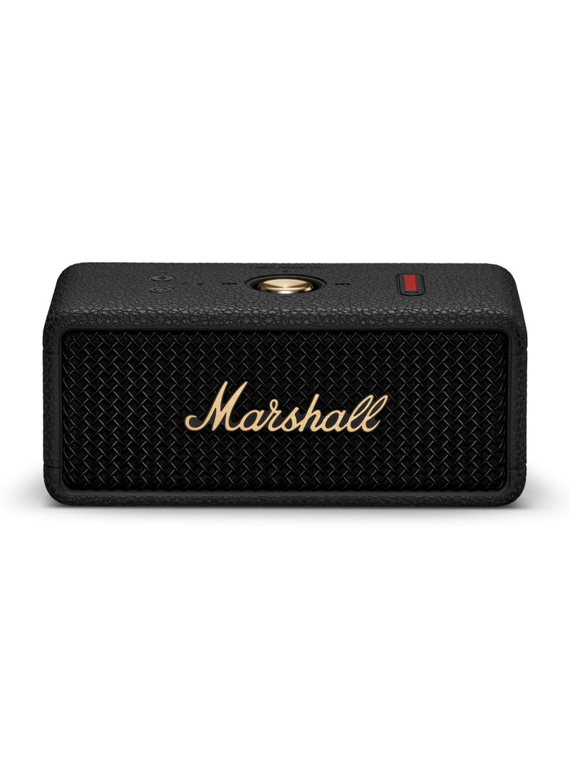Marshall - Emberton III Portable Bluetooth Speaker - Water Resistant Wireless Speaker Portable Speaker With 32+ Hours Of Playtime Black and Brass - Image 1