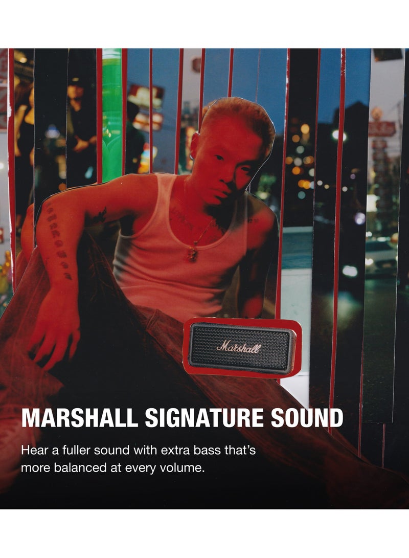 Marshall - Emberton III Portable Bluetooth Speaker - Water Resistant Wireless Speaker Portable Speaker With 32+ Hours Of Playtime Black and Brass - Image 1