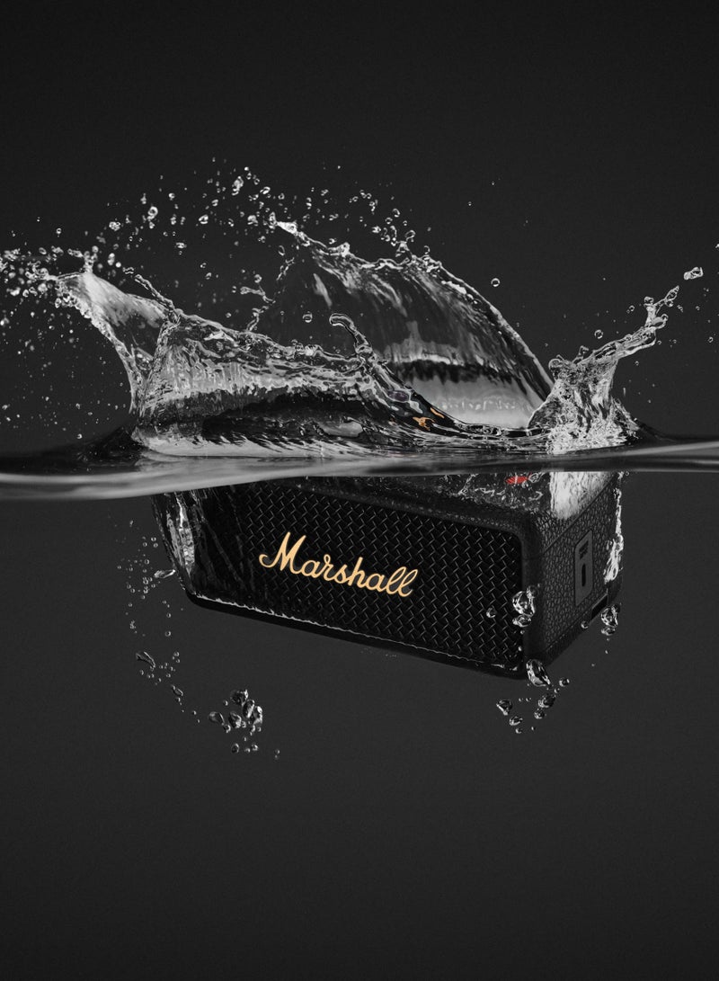 Marshall - Emberton III Portable Bluetooth Speaker - Water Resistant Wireless Speaker Portable Speaker With 32+ Hours Of Playtime Black and Brass - Image 1