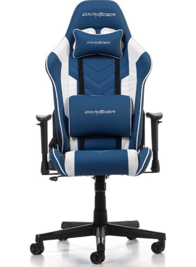 دي إكس ريسر Prince Series P132 Gaming Chair, 1D Armrests with Soft Surface, Blue & White  - Image 1