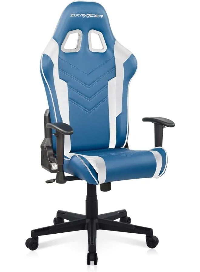دي إكس ريسر Prince Series P132 Gaming Chair, 1D Armrests with Soft Surface, Blue & White  - Image 2