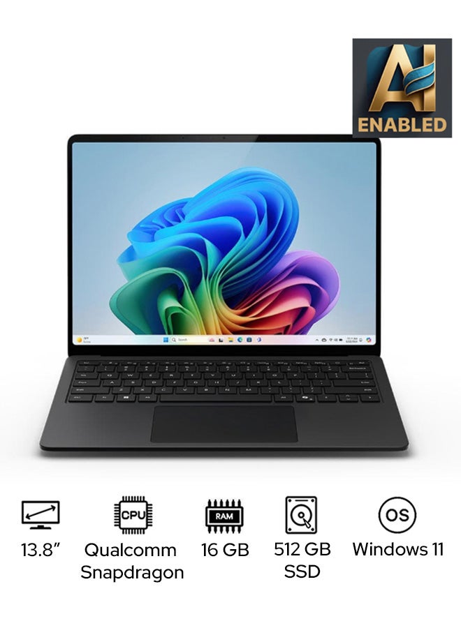 Microsoft Surface Laptop 7 Copilot+ PC Laptop With 13.8-Inch Display, Qualcomm Snapdragon X Elite Processor/16GB RAM/512GB SSD/Qualcomm Adreno Graphics/Windows 11 English/Arabic BLACK  - Image 1