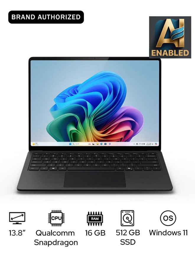 Microsoft Surface Laptop 7 Copilot+ PC Laptop With 13.8-Inch Display, Qualcomm Snapdragon X Elite Processor/16GB RAM/512GB SSD/Qualcomm Adreno Graphics/Windows 11 English/Arabic BLACK - Image 1