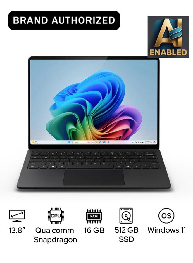 Microsoft Surface Laptop 7 Copilot+ PC Laptop With 13.8-Inch Display, Qualcomm Snapdragon X Elite Processor/16GB RAM/512GB SSD/Qualcomm Adreno Graphics/Windows 11 English/Arabic BLACK - Image 1