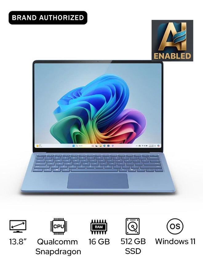 Microsoft Surface Laptop 7 Copilot+ PC Laptop With 13.8-Inch Display, Qualcomm Snapdragon X Elite Processor/16GB RAM/512GB SSD/Qualcomm Adreno Graphics/Windows 11 English/Arabic SAPPHIRE - Image 1