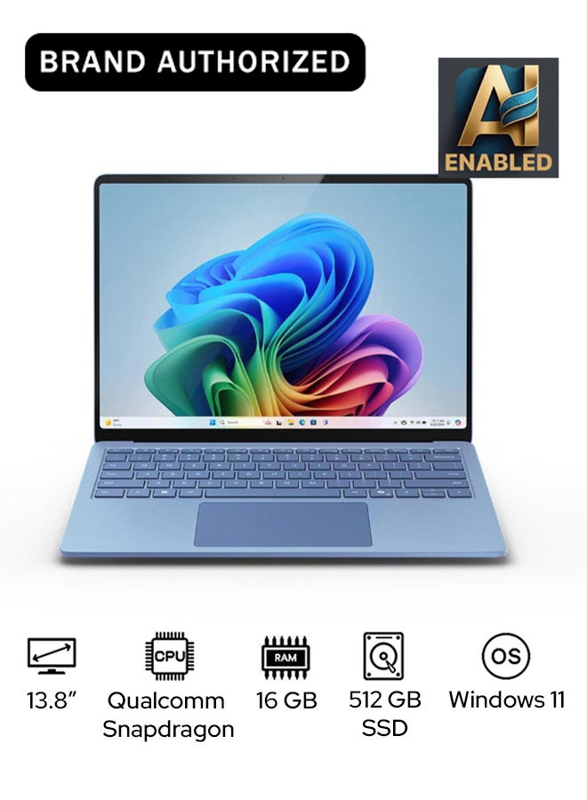 Microsoft Surface Laptop 7 Copilot+ PC Laptop With 13.8-Inch Display, Qualcomm Snapdragon X Elite Processor/16GB RAM/512GB SSD/Qualcomm Adreno Graphics/Windows 11 English/Arabic SAPPHIRE - Image 1