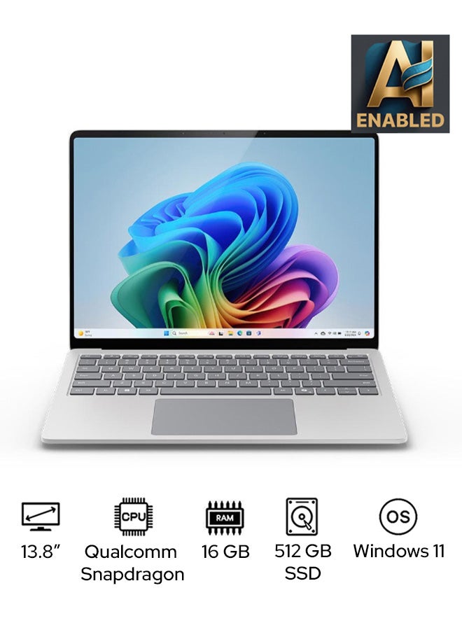 Microsoft Surface Laptop 7 Copilot+ PC Laptop With 13.8-Inch Display, Qualcomm Snapdragon X Elite Processor/16GB RAM/512GB SSD/Qualcomm Adreno Graphics/Windows 11 English/Arabic PLATINUM  - Image 1