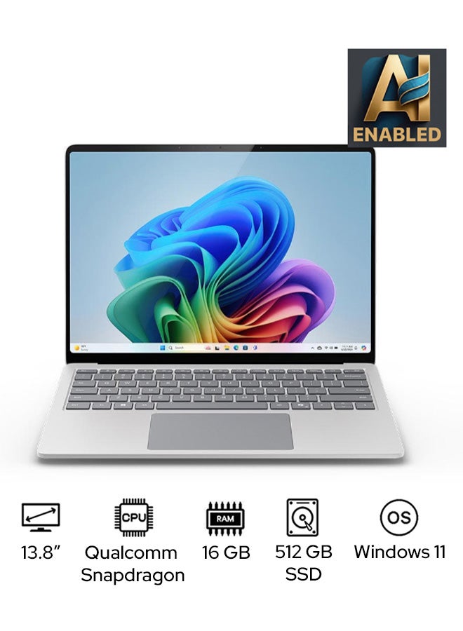 Microsoft Surface Laptop 7 Copilot+ PC Laptop With 13.8-Inch Display, Qualcomm Snapdragon X Elite Processor/16GB RAM/256GB SSD/Qualcomm Adreno Graphics/Windows 11 English/Arabic PLATINUM  - Image 1