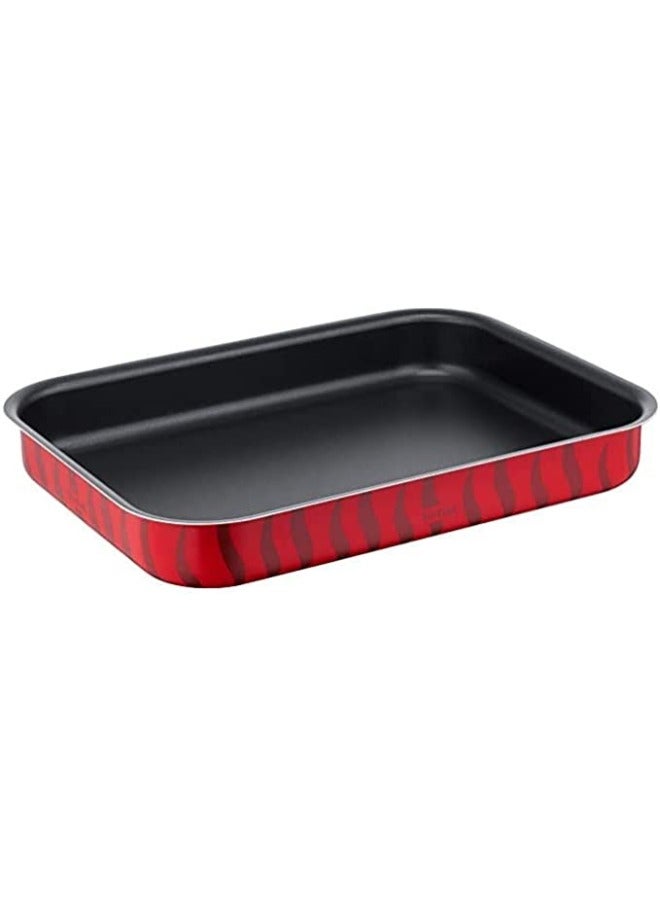 Tefal Tempo Flame Rectangular Oven Tray, Size 35 cm Red 