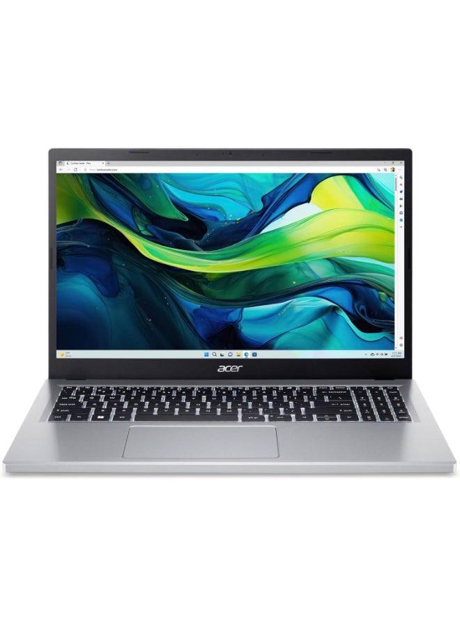 Aspire Go 15 Laptop with 15.6-Inch FHD IPS SlimBezel Display, Core i3-N305U Processor/8GB RAM/128GB SSD /Intel UHD Graphics/Windows 11 Home English Pure Silver