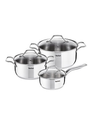 TEFAL Intuition 6 pc set | saucepan 16 cm+lid , stewpots 20/24 cm+lids | Premium Stainless Steel 18/10 | Measuring marks | Glass lid | Induction | Stewing | Boiling  | 2 Years Warranty | B864S674 Stainless steel - pnsku/N70109486V/45/_/1739788937/d125fdf1-ec11-49b5-ab8e-af906f21016c