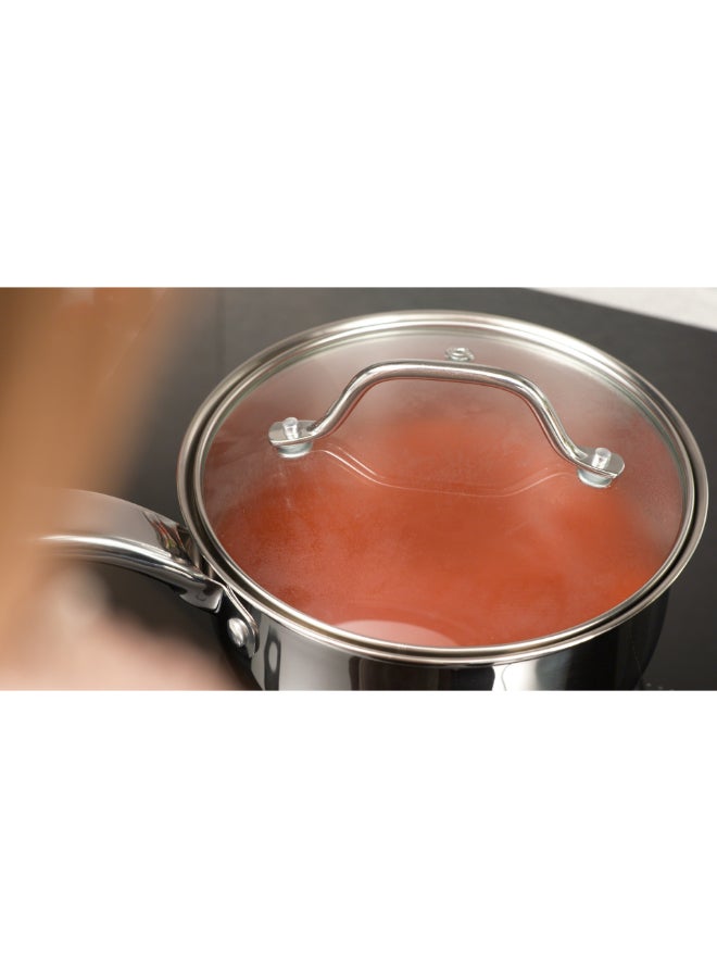 تيفال TEFAL Intuition طقم 6 قطع | قدر 16 سم مع غطاء، قدور طبخ 20/24 سم مع أغطية | ستانلس ستيل ممتاز 18/10 | علامات قياس | غطاء زجاجي | مناسب للحث الحراري | للطهي البطيء والغلي | ضمان سنتين | B864S674 - Image 4