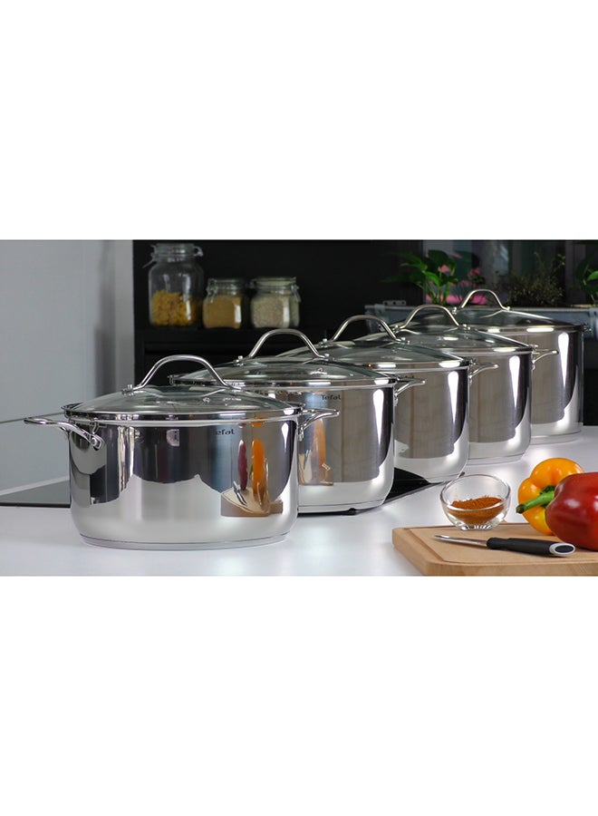 TEFAL Intuition 8 pc set | saucepan 16 cm+lid, stewpots 20/24+lids, stockpot 28 cm+lid | Premium Stainless steel 18/10 | Measuring marks | Glass lid | Induction | Stewing, Boiling | Recipe | B864S874 Stainless steel - Image 4