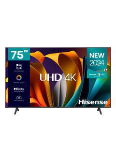 هايسنس Hisense 75 Inch Smart TV 4K UHD LCD Dolby Vision, Natural Colour Enhancer,VIDAA U5 OS, Youtube, Netflix, Disney +, Freeview Play and WiFi, Model (75A6N) 75A6N Black  - Image 1