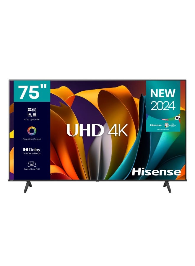 هايسنس Hisense 75 Inch Smart TV 4K UHD LCD Dolby Vision, Natural Colour Enhancer,VIDAA U5 OS, Youtube, Netflix, Disney +, Freeview Play and WiFi, Model (75A6N) 75A6N Black  - Image 1