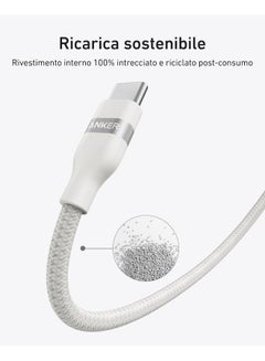 Anker USB C Cable, 240W 3 ft Upcycled-Braided USB C to USB C Cord, Type C Charger Fast Charging Cable for iPhone 15/15 Pro/15 Plus/15 Pro Max, MacBook Pro, iPad Pro, iPad Air 4, Galaxy S23 White  - Image 3