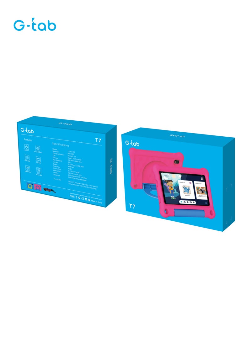 G-Tab T7 Tablet/7 Inches Screen/Android 14.0/WIFI Network/2 MP Front, 2 MP rear camera/Quad Core Processor/3000 mAh Battery/2 GB RAM/64 GB ROM/ 2 GB RAM Extendable - Image 5
